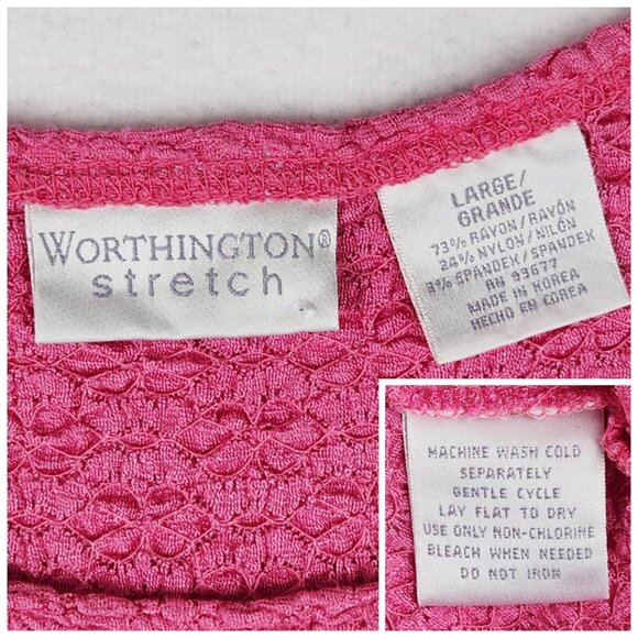 Worthington Stretch Womens Short Sleeve Top Size L Pink - Picture 3 of 8